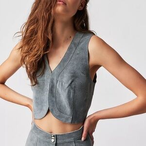 Understated Leather Cropped Vest Genuine Suede